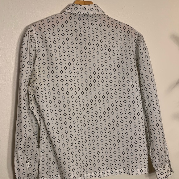Womens vintage Stuart Randolph sz 10 b&w diamond/polka dot long sleeve shirt - Picture 5 of 5